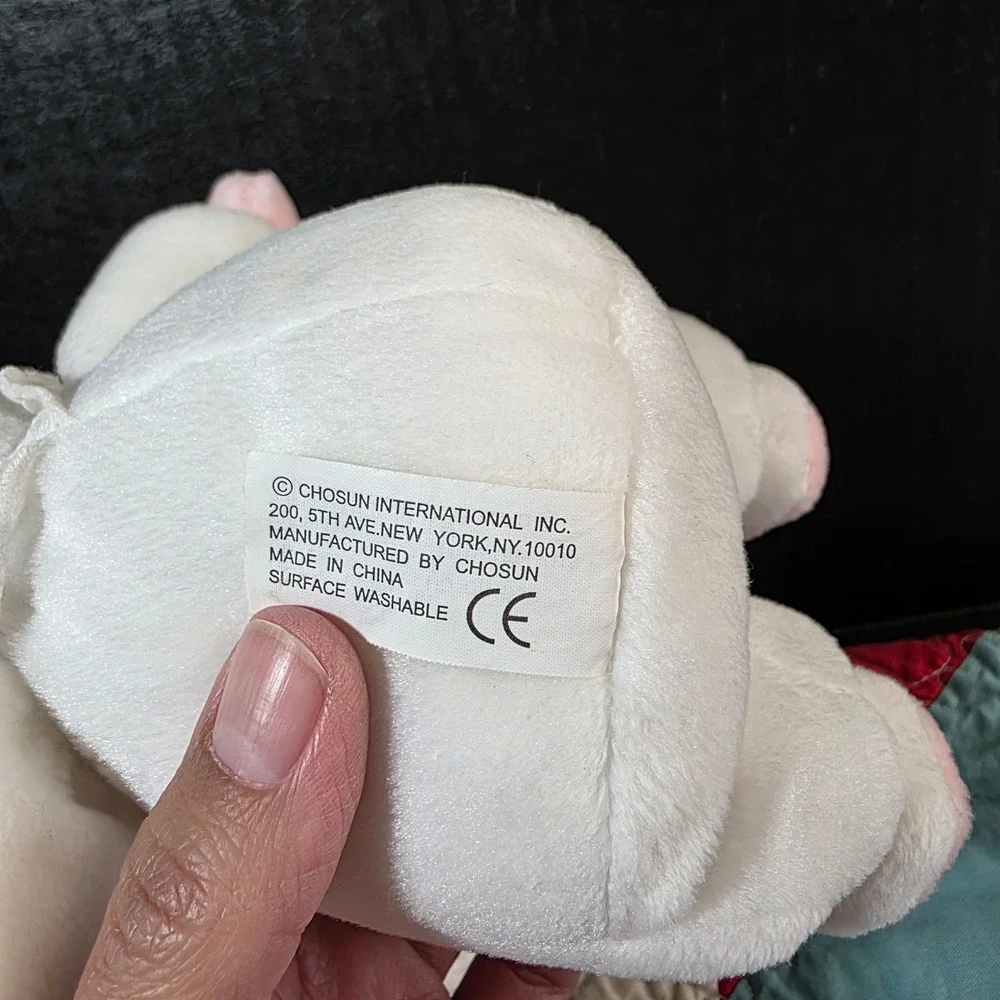 Chosun International Plush Bunny Small White‎ Pink My First Easter Lace Collar